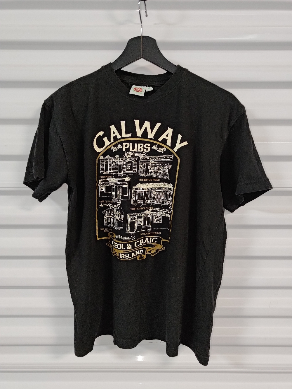 Gallway Pubs Men's Graphic Ireland Logo Ceol & Craic Short Sleeve T-Shirt M